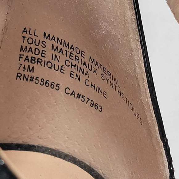 BP. Womens 7.5 Black Patent Leather High Heels Minimal Sexy Ankle Strap‎ Simple - Picture 14 of 15